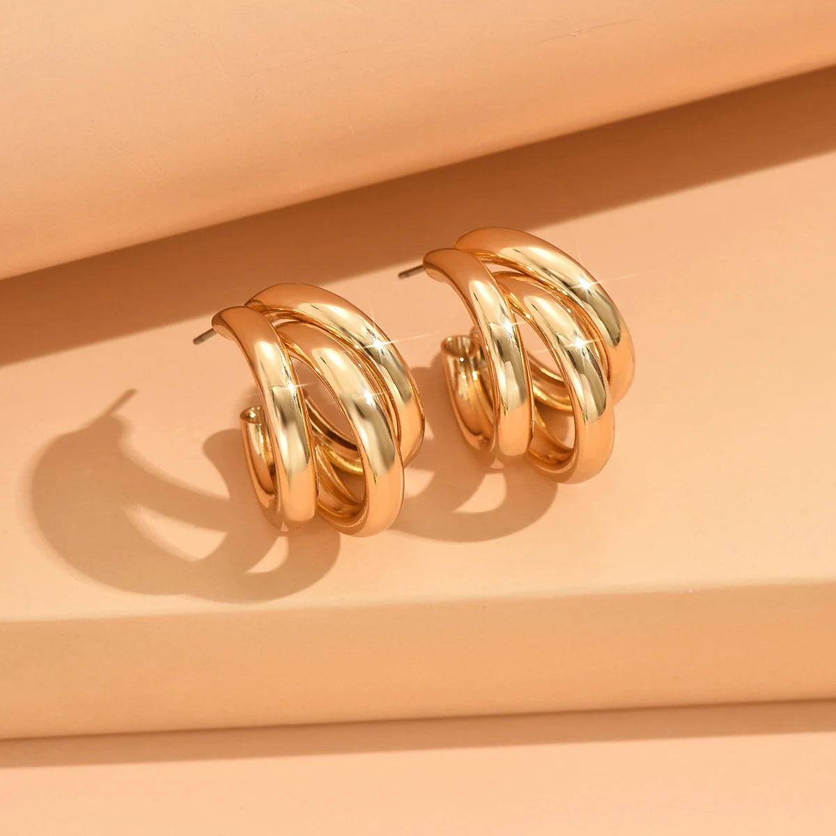 Elegant Gold Color Circled Hoop Earring for Woman Metal Elegant Vintage Geometric Statement Luxury Earrings Party Jewelry Gifts