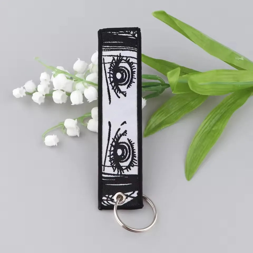 Anime Keychain For Motorcycles and Cars Manga Embroidery Key Fobs Key Tag Fashion Jewelry Key Ring Accessories