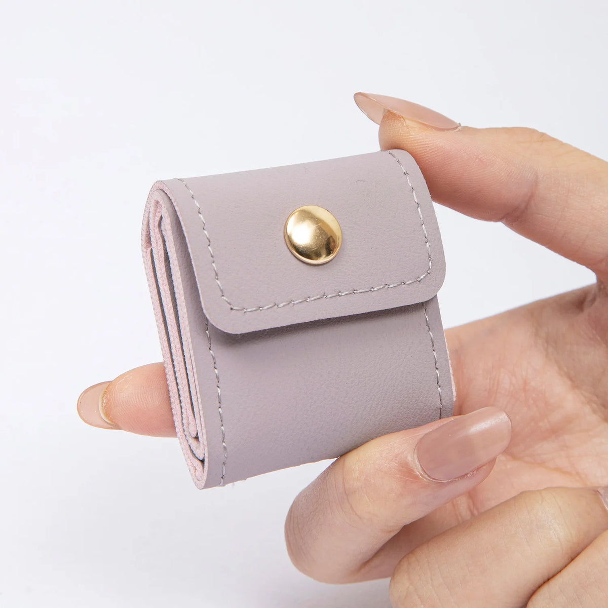 Mini Jewelry Organizer Roll Pouch PU Leather Travel Jewelry Case with Multiple Pockets for Necklace/Earring/Ring